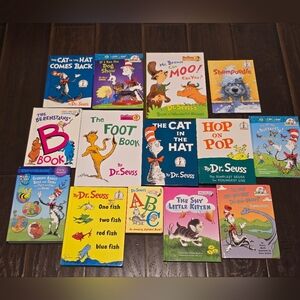 Dr Seuss books 14 total the cat in the hat hop on pop one fish two fish red fish